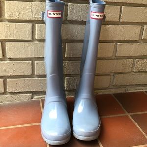 Baby blue Hunter rain boots